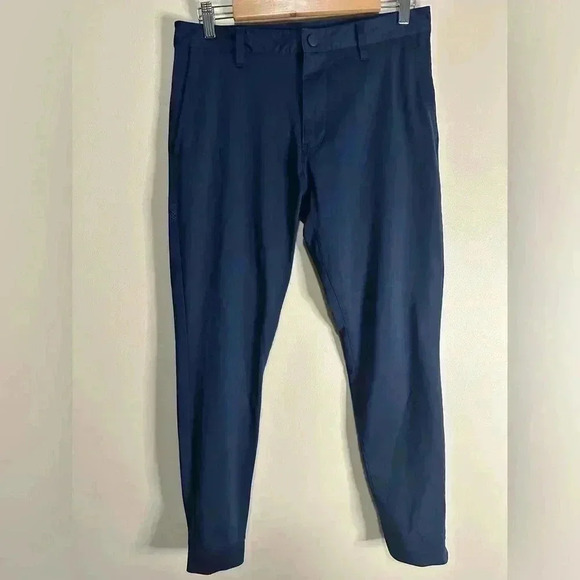 RHONE Zip Hem Commuter Blue Skinny Stretch Pants Size 30 - Picture 1 of 9